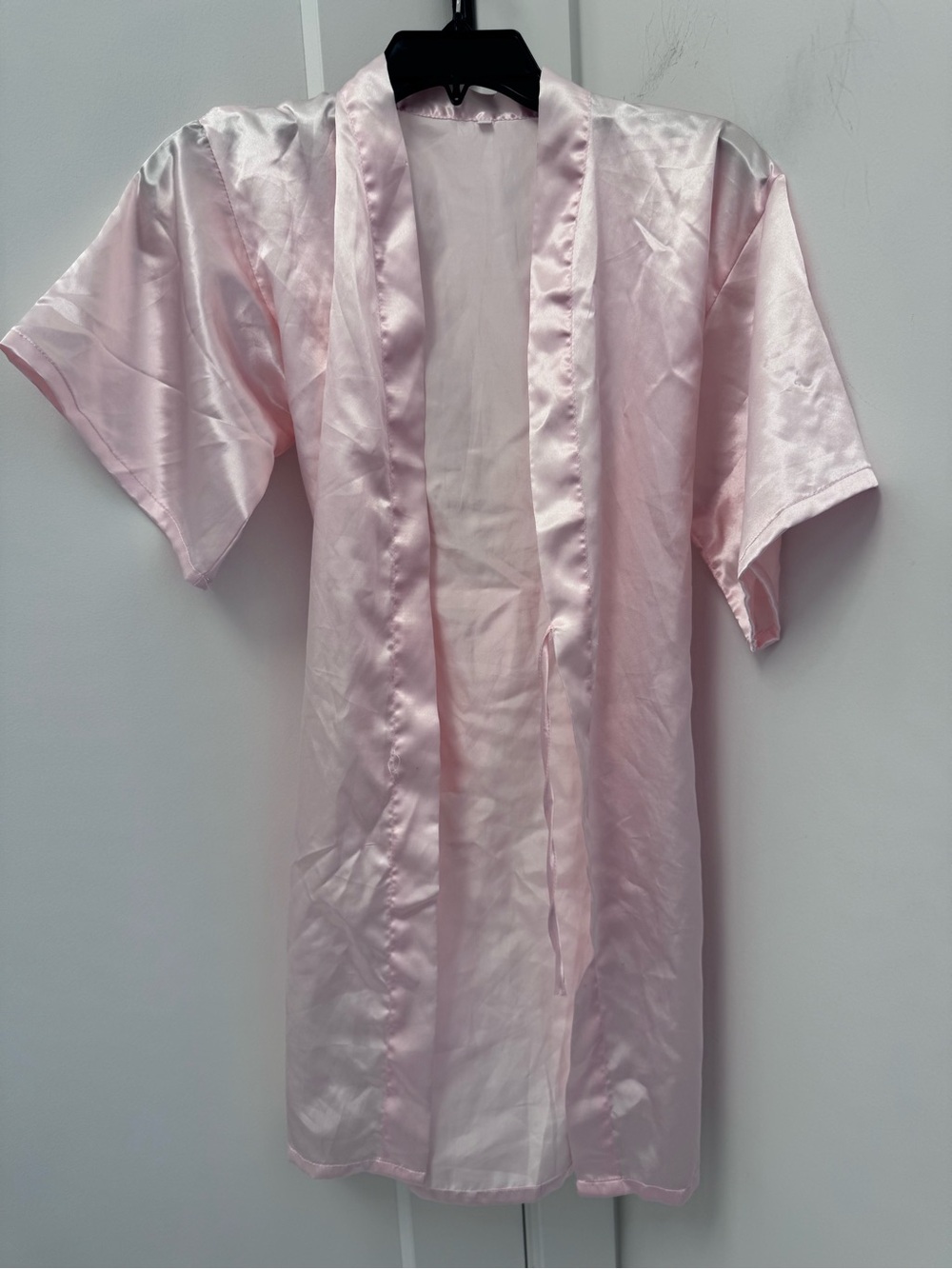 Light Pink Satin Kimono-Style kid robe